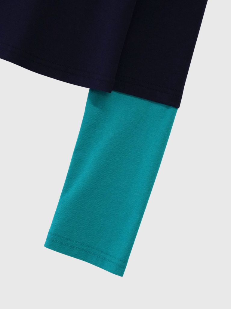 half button bicolor tops #3