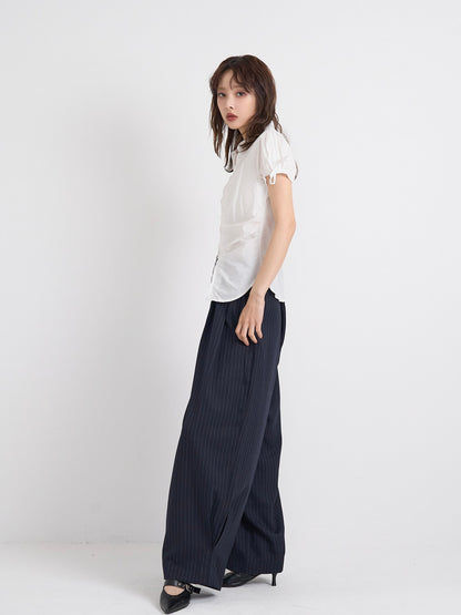 wide stripe tuck pants