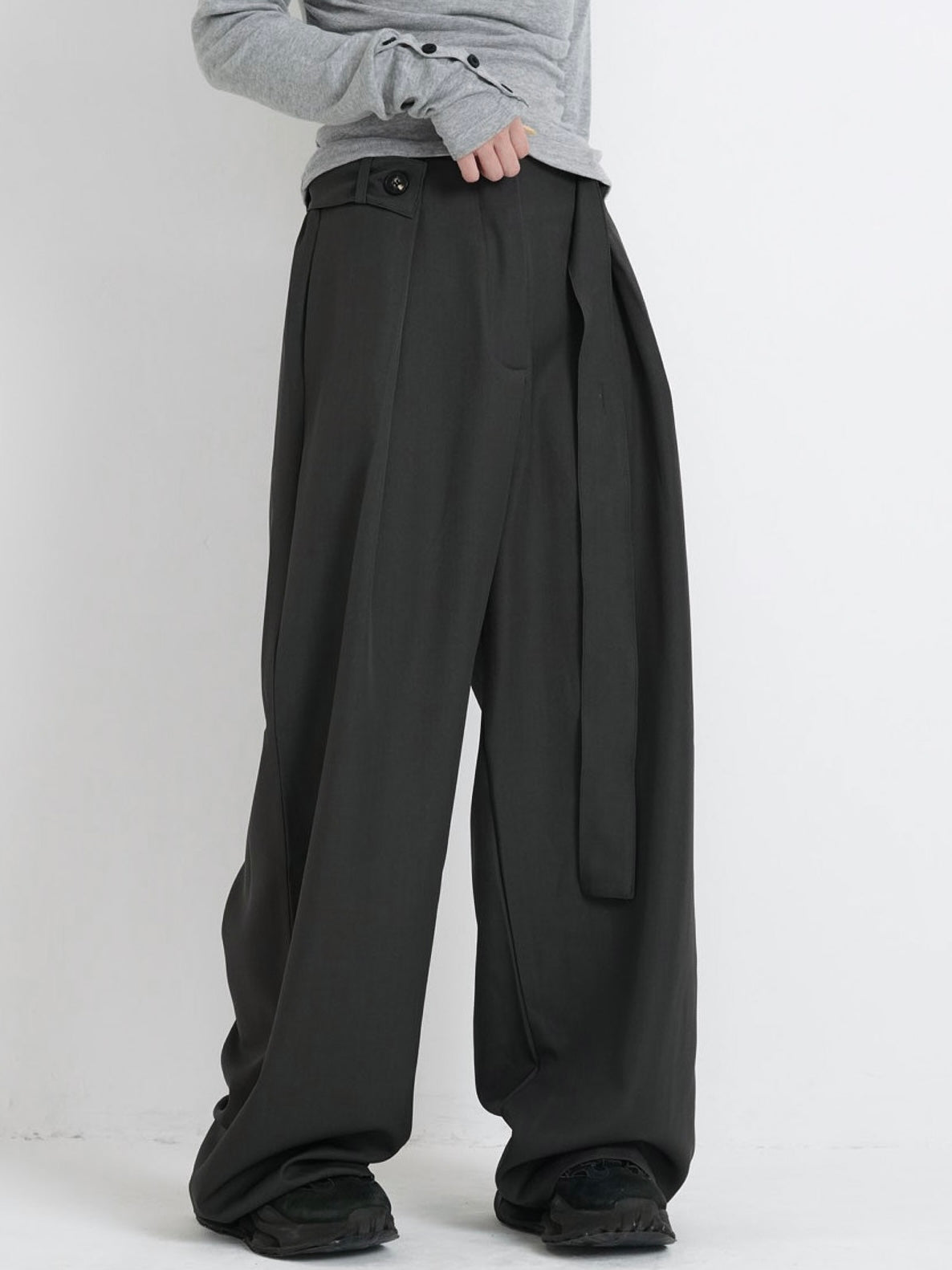 waist cord wide pants