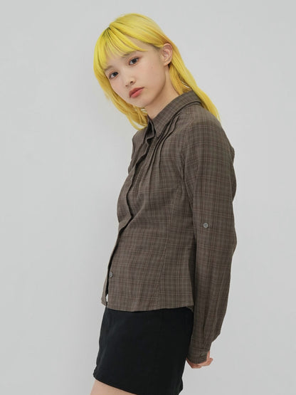 sleeve detail check shirt