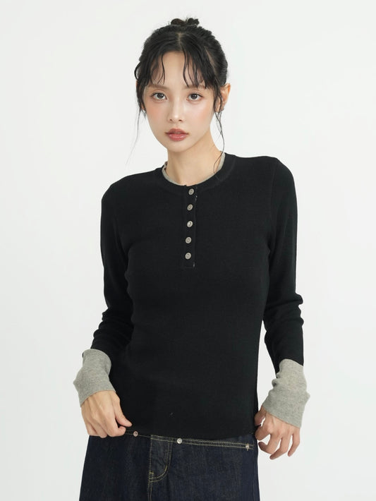 bicolor button round tops
