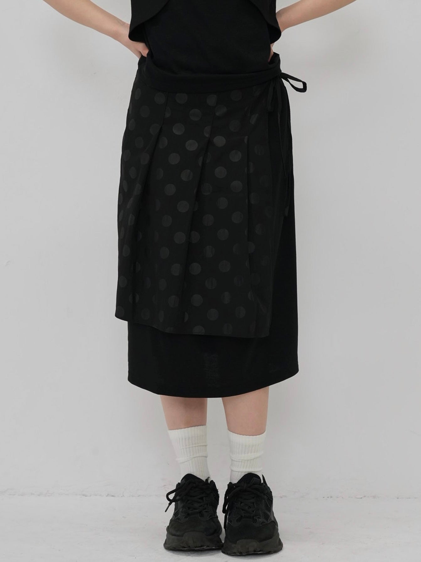 dot layered long skirt