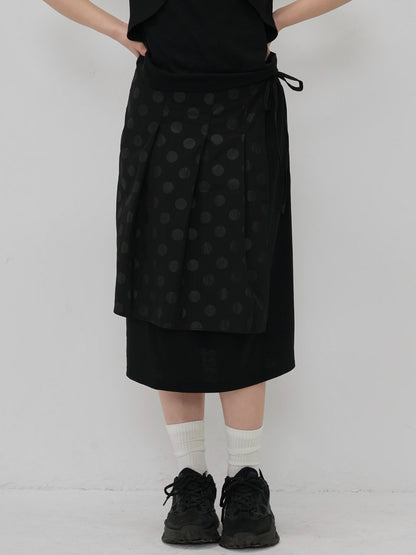 dot layered long skirt