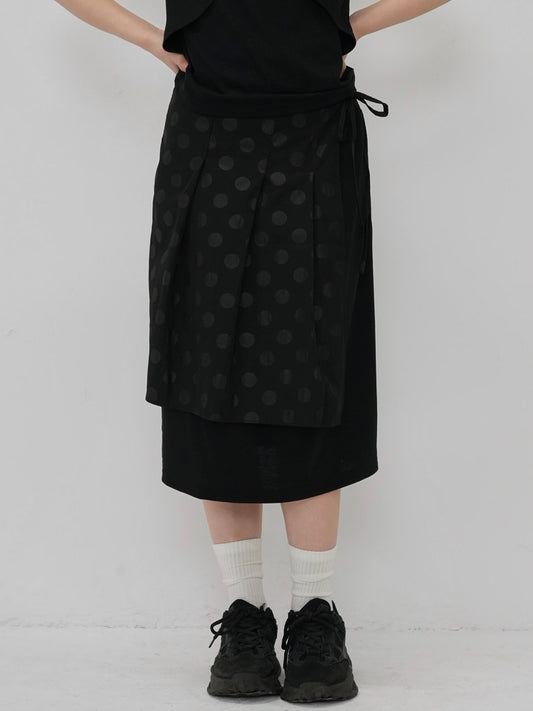 dot layered long skirt