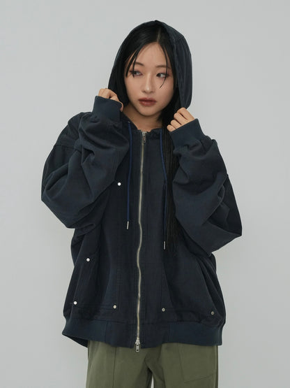 over pocket zip up hoodie