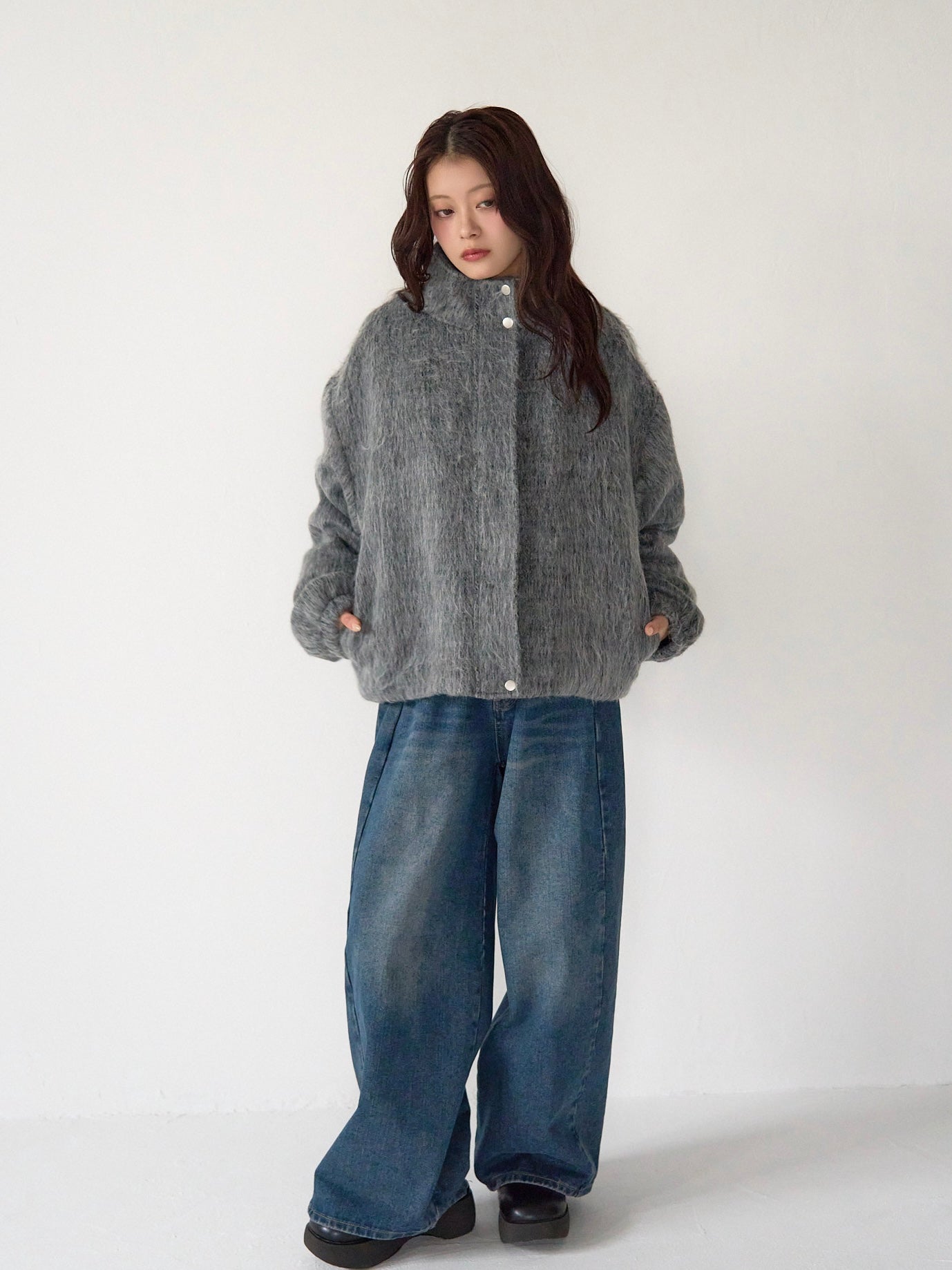 mohair tuck blouson