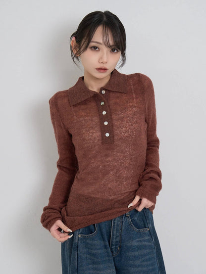 light sheer polo knit