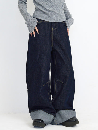 loose wide denim pants