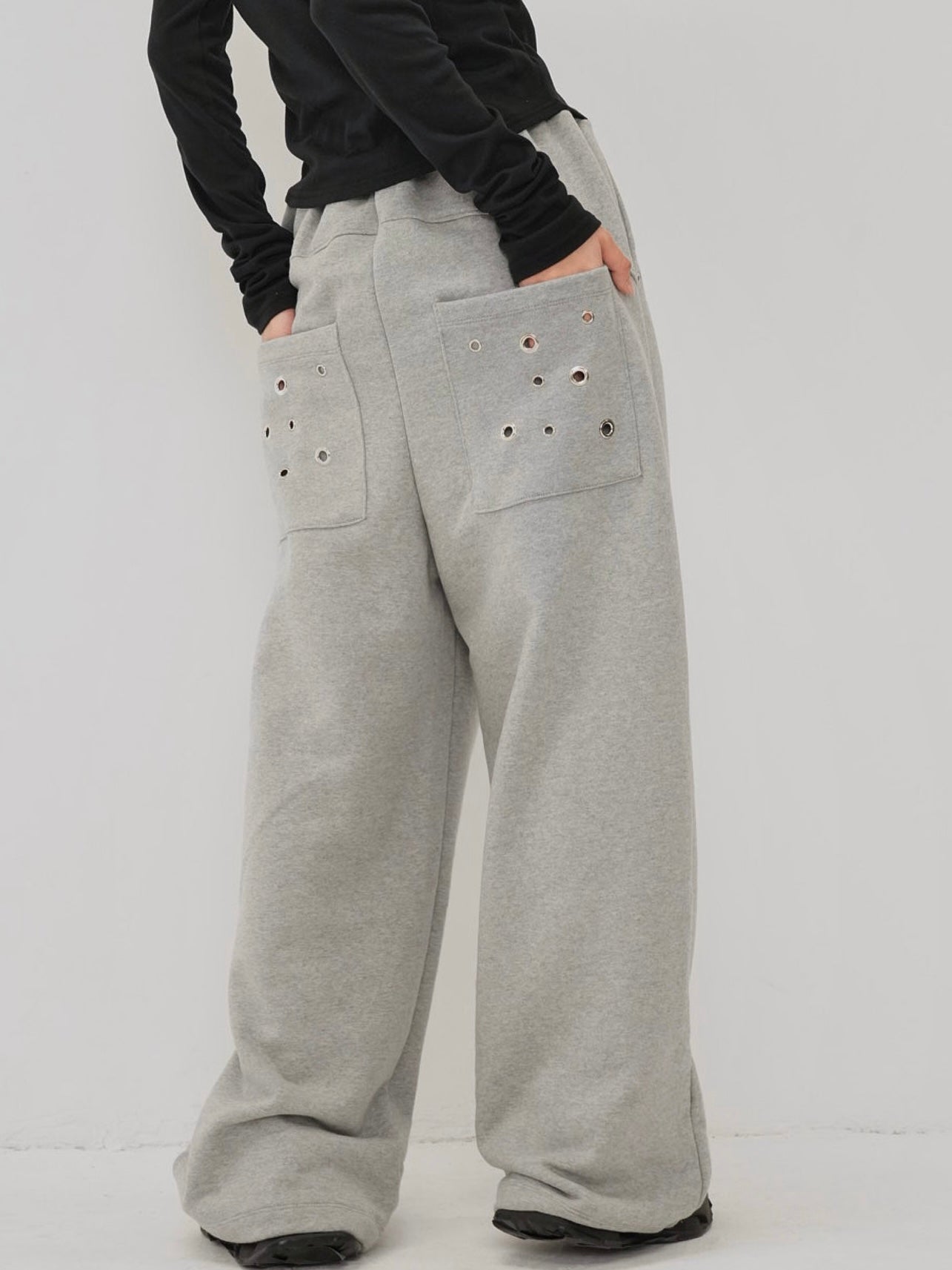 eyelet wide sweat pants
