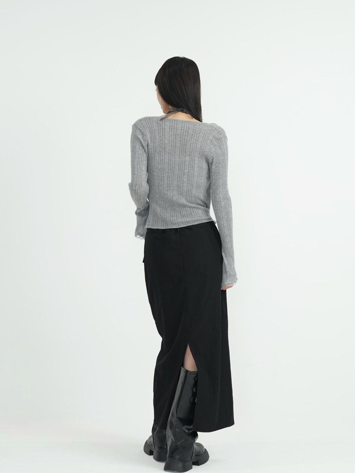 back slit long skirt