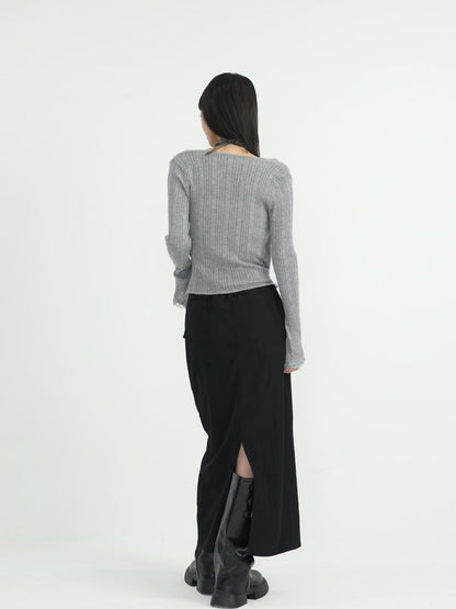 back slit long skirt