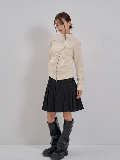 eyelet wave zip tops