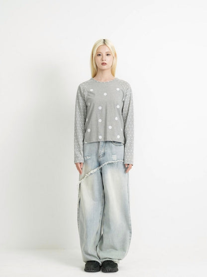 dot mix raglan tops