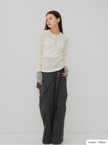 bicolor button round tops