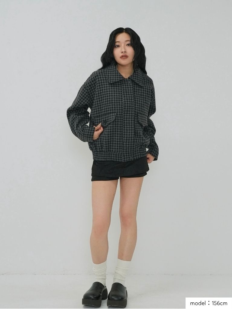 check pocket blouson