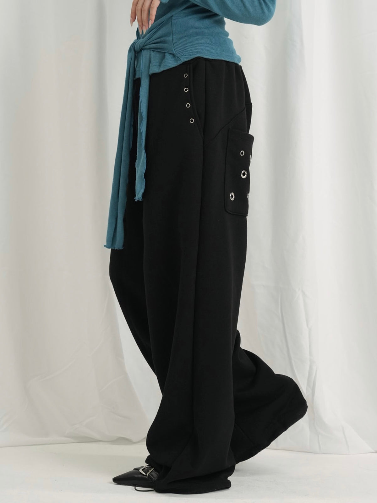 eyelet wide sweat pants