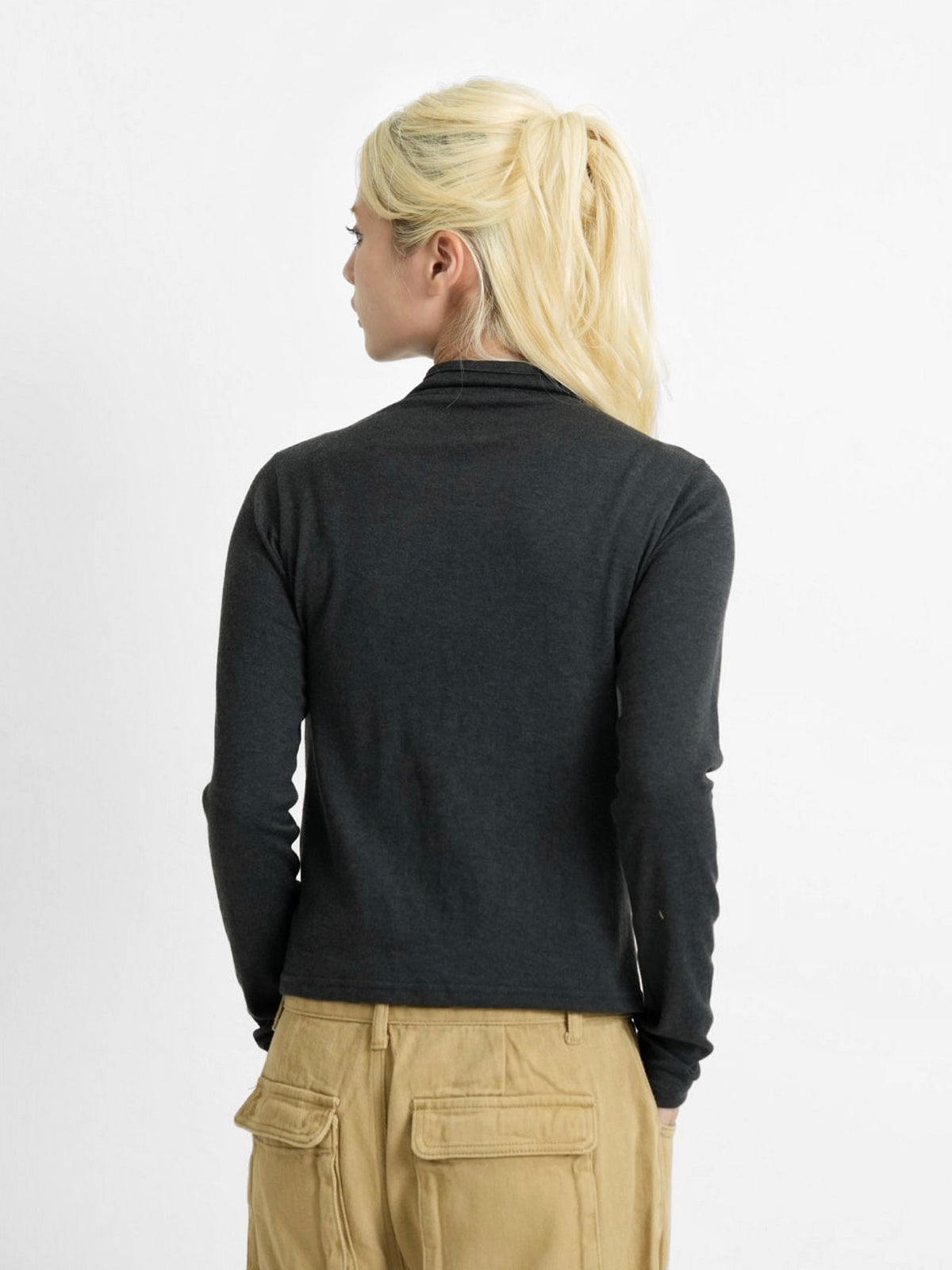 high neck fitted cardigan