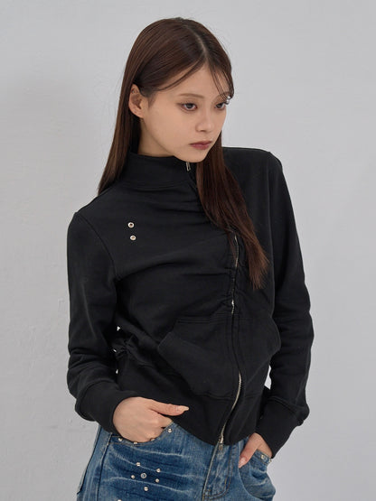 eyelet wave zip tops