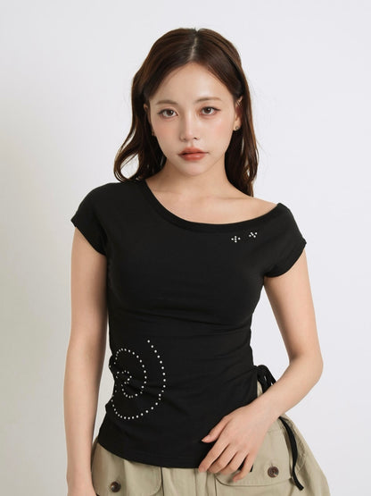 rhinestone motif slit tops