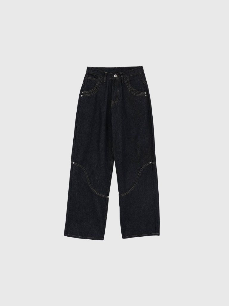 wide stitch denim pants