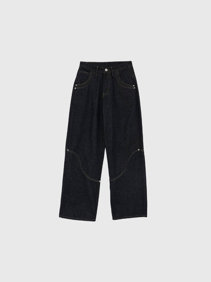 wide stitch denim pants