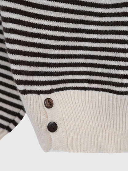 striped off shoulder knit