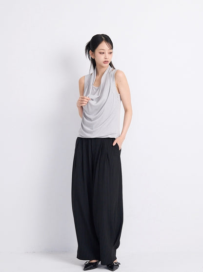 wide stripe tuck pants