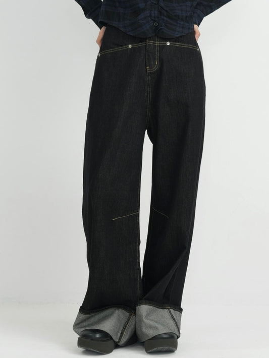 loose wide denim pants