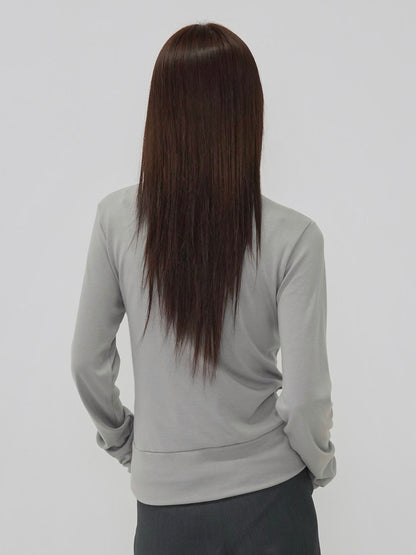 high neck twist button cardigan