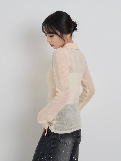 light sheer polo knit