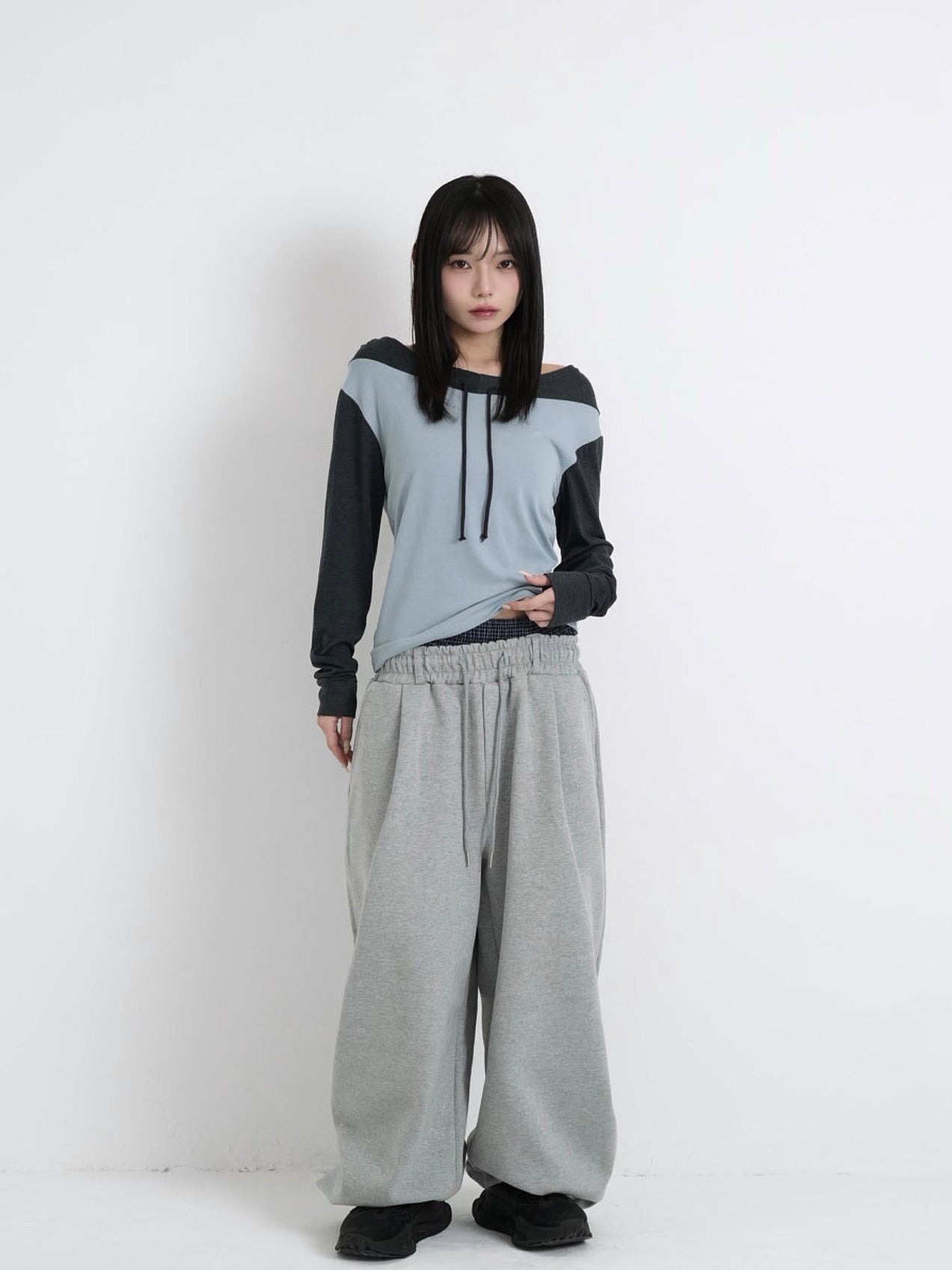 double layered wide pants