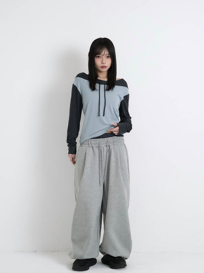 double layered wide pants