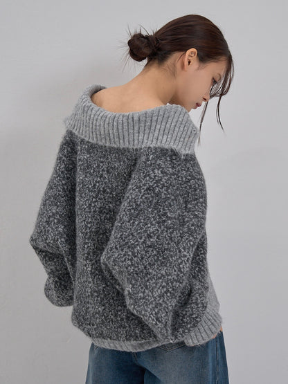 hairy mix turtle knit