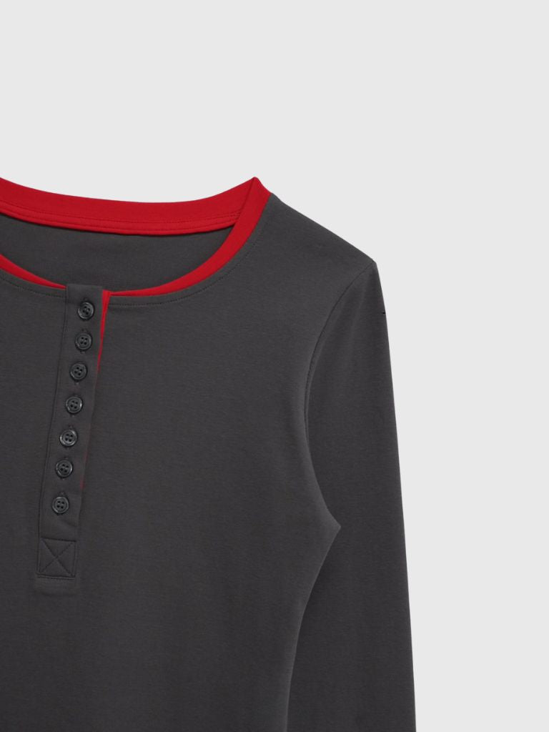 half button bicolor tops #3
