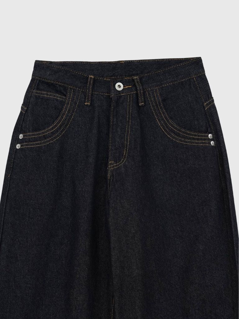 wide stitch denim pants