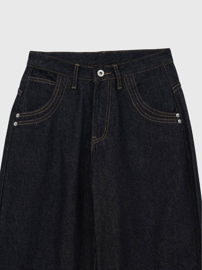 wide stitch denim pants