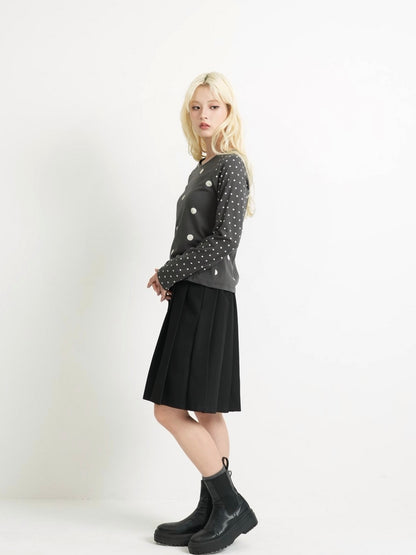frill waist pleated skirt