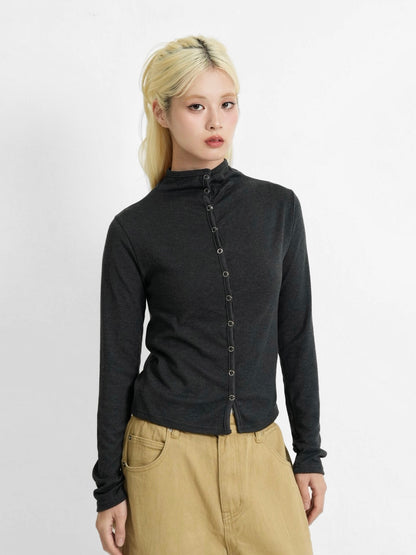 high neck fitted cardigan