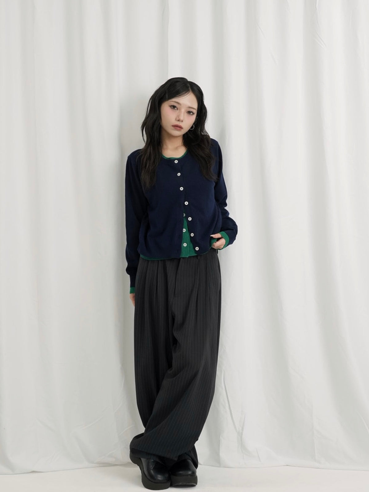 layered panel cardigan