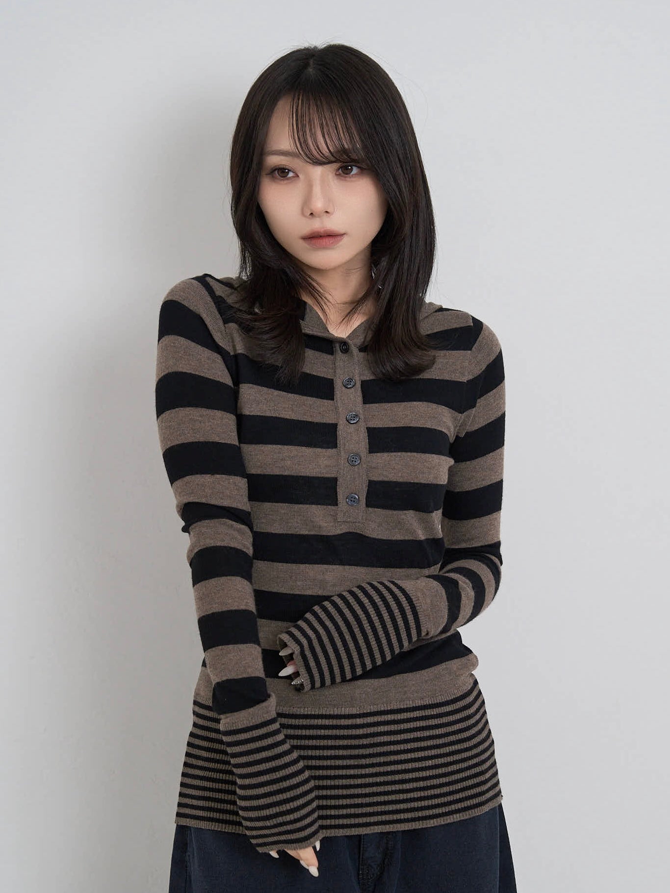 tight stripe hood knit