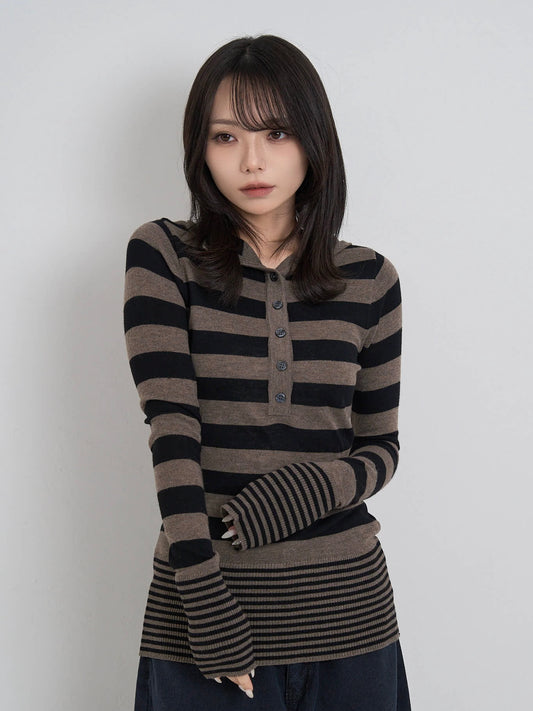tight stripe hood knit