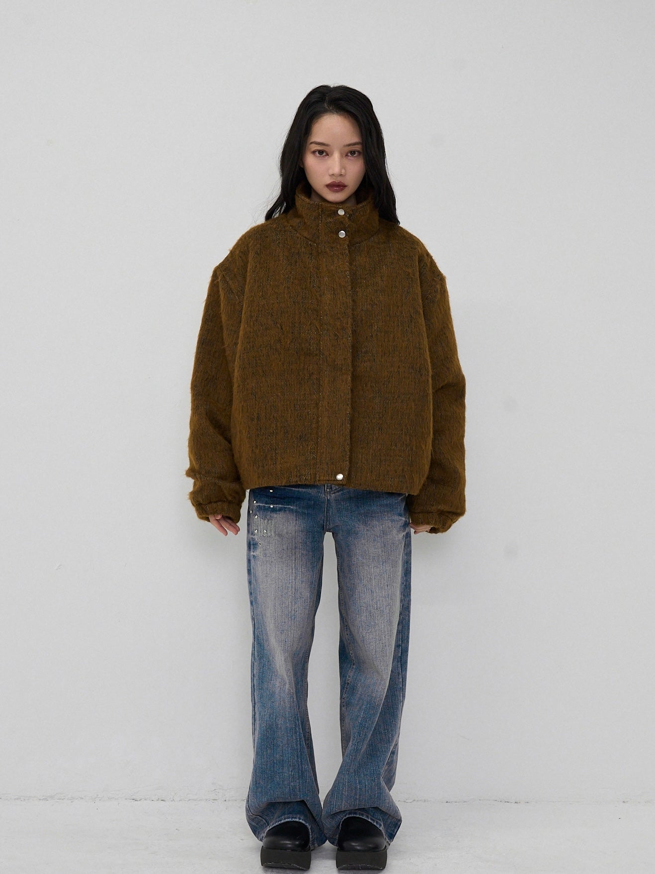 mohair tuck blouson