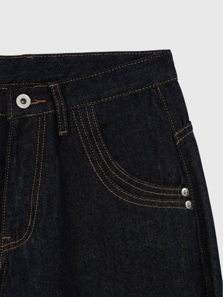 wide stitch denim pants