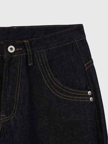 wide stitch denim pants