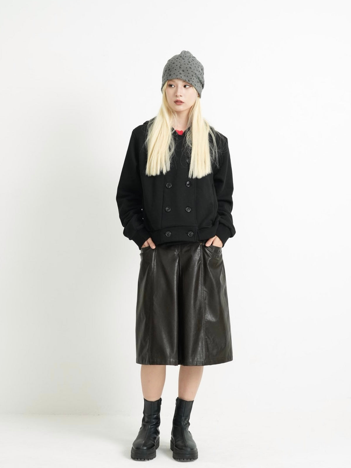 button front hooded jacket