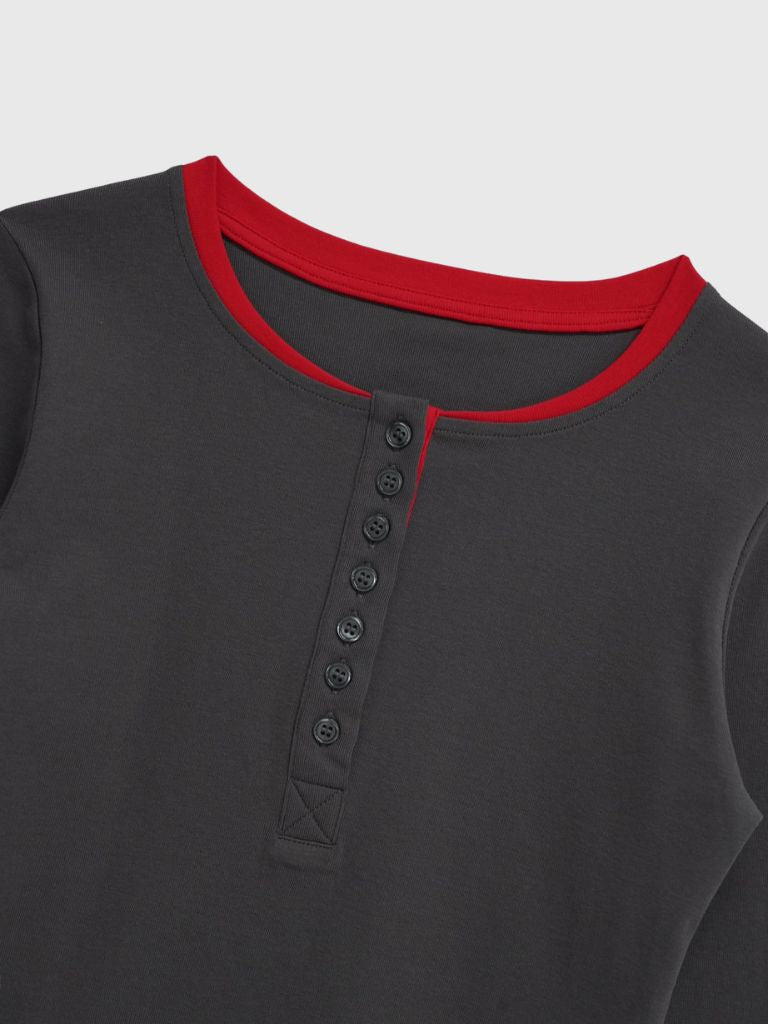 half button bicolor tops #3