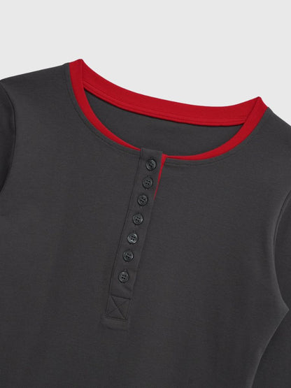 half button bicolor tops #3
