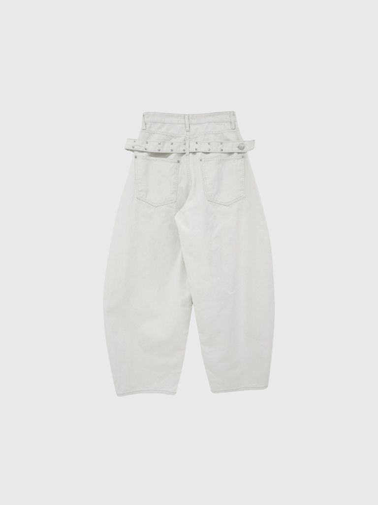 back belt detail wide pants