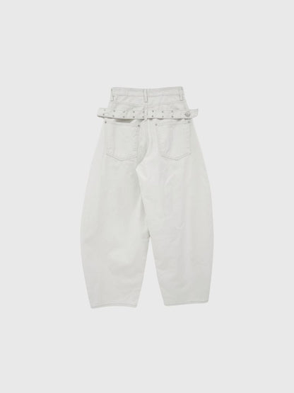back belt detail wide pants