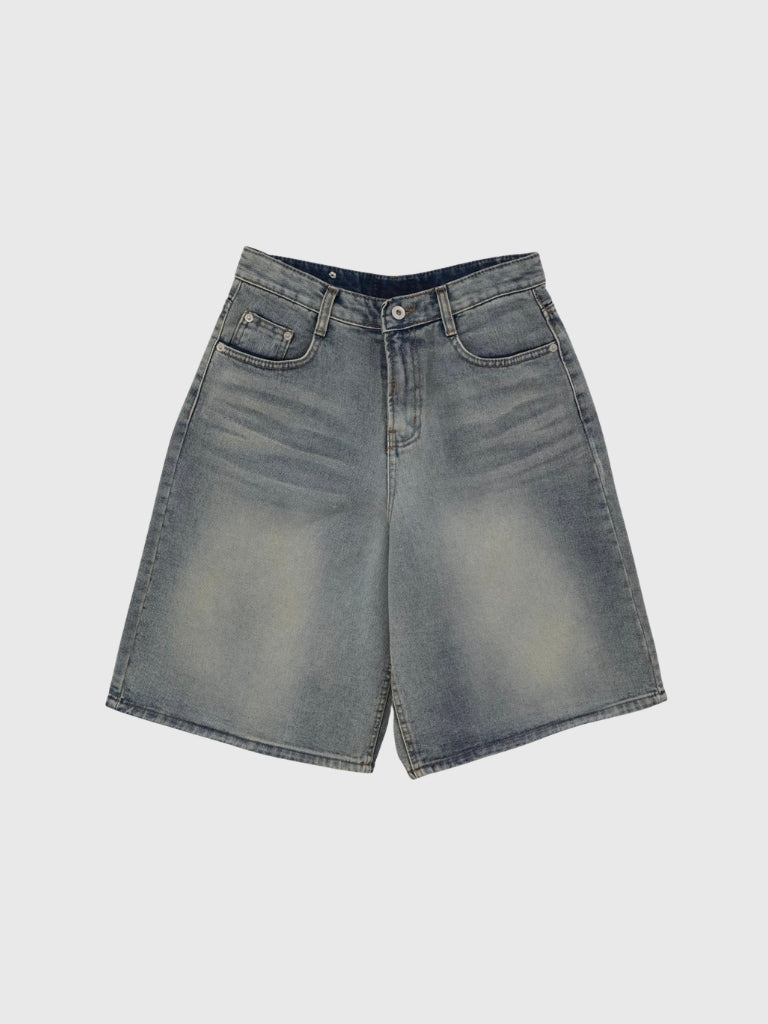 washed bermuda denim pants